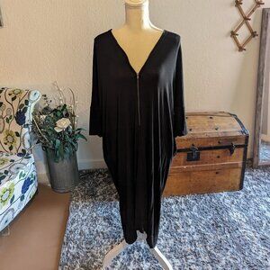 Love In Oversized Black Full zip T-Shirt Dress, Size M/L